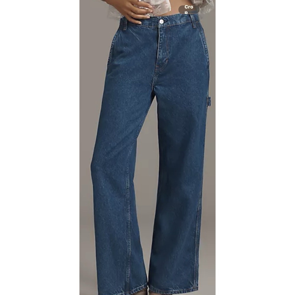 Reformation Diego Mid-Rise Baggy Utility Jeans Blue Wash Denim Size 30 NWT